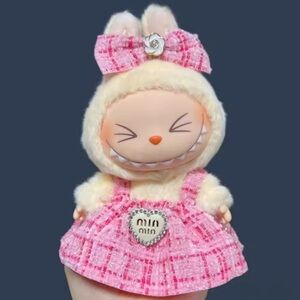 Labubu Pink Dress Head Bow Luxury Designer Outfit Clothes Dress Giving Looks